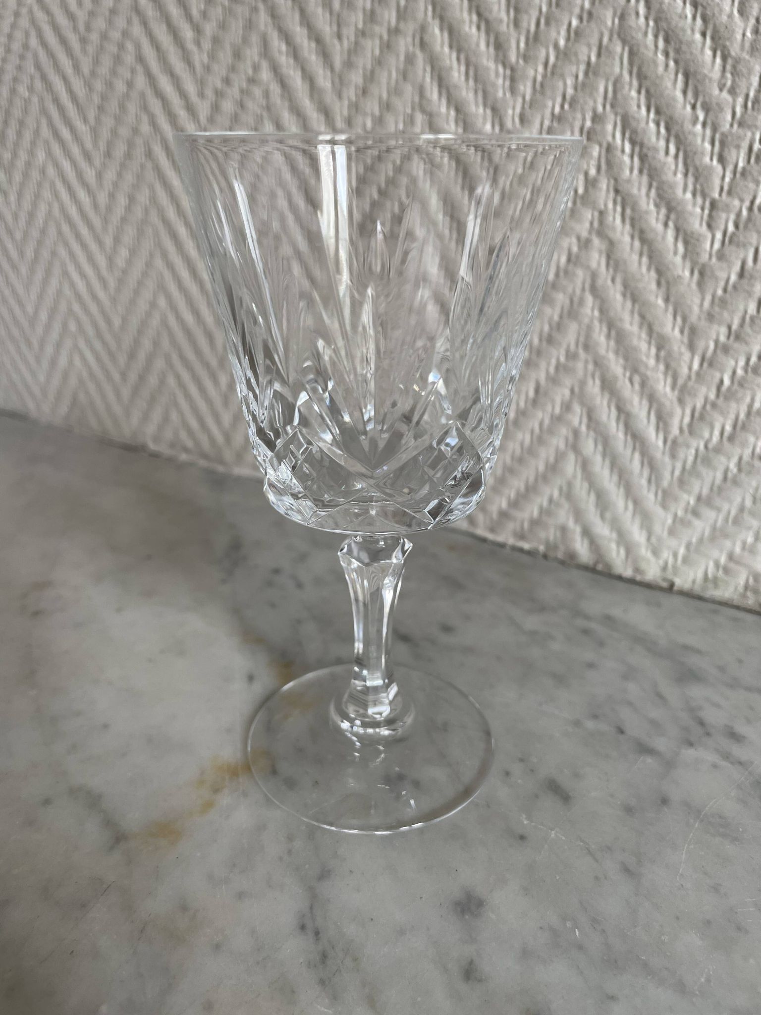 Saint Louis Camargue style palmette crystal stemmed glasses