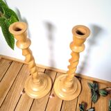 Pair of wooden candle holders