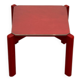 Mini table basse bois rouge et verre