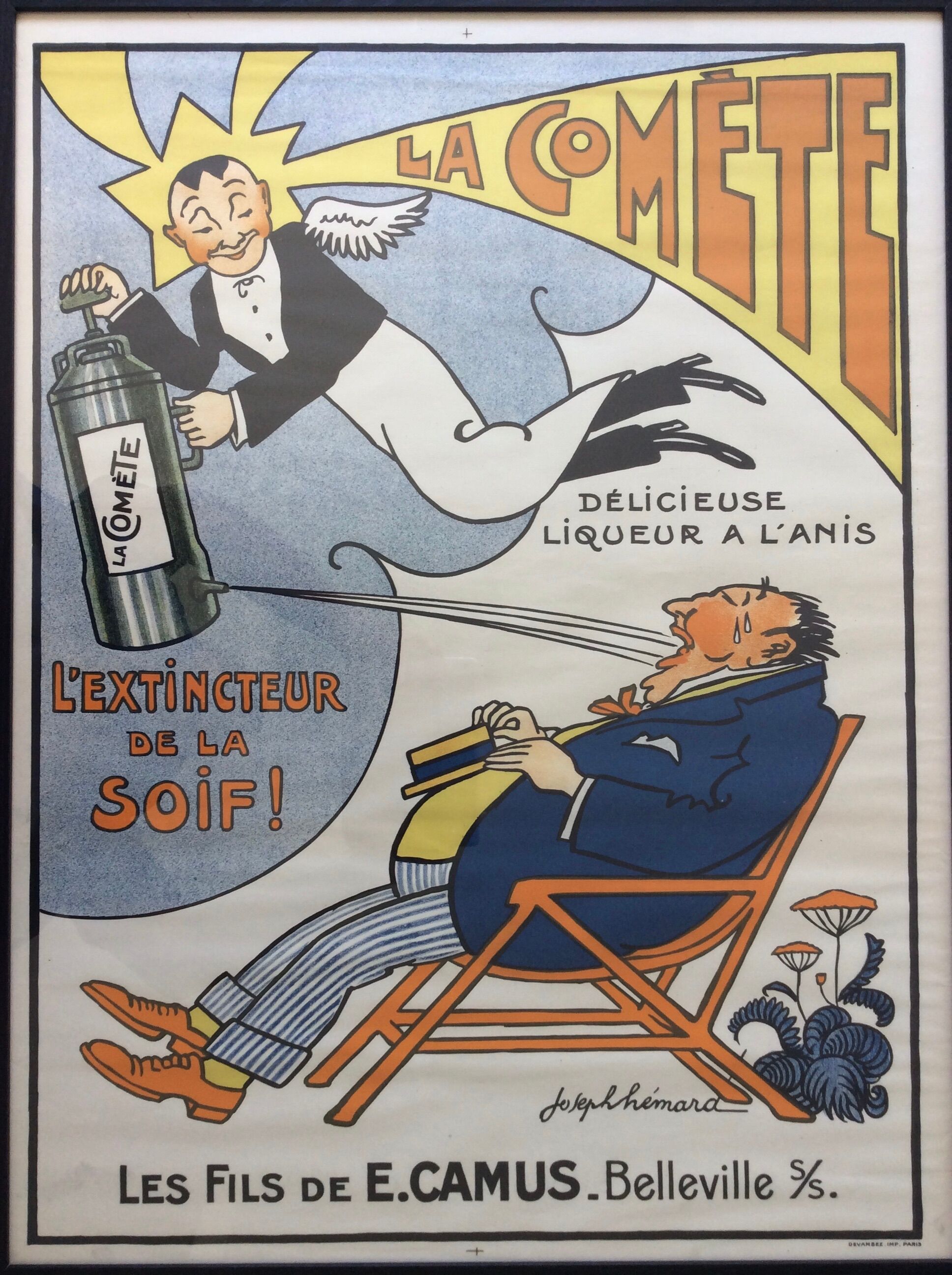 Original lithography anis la comete ill. joseph hemard 60 x 80 cm 1925 pastis