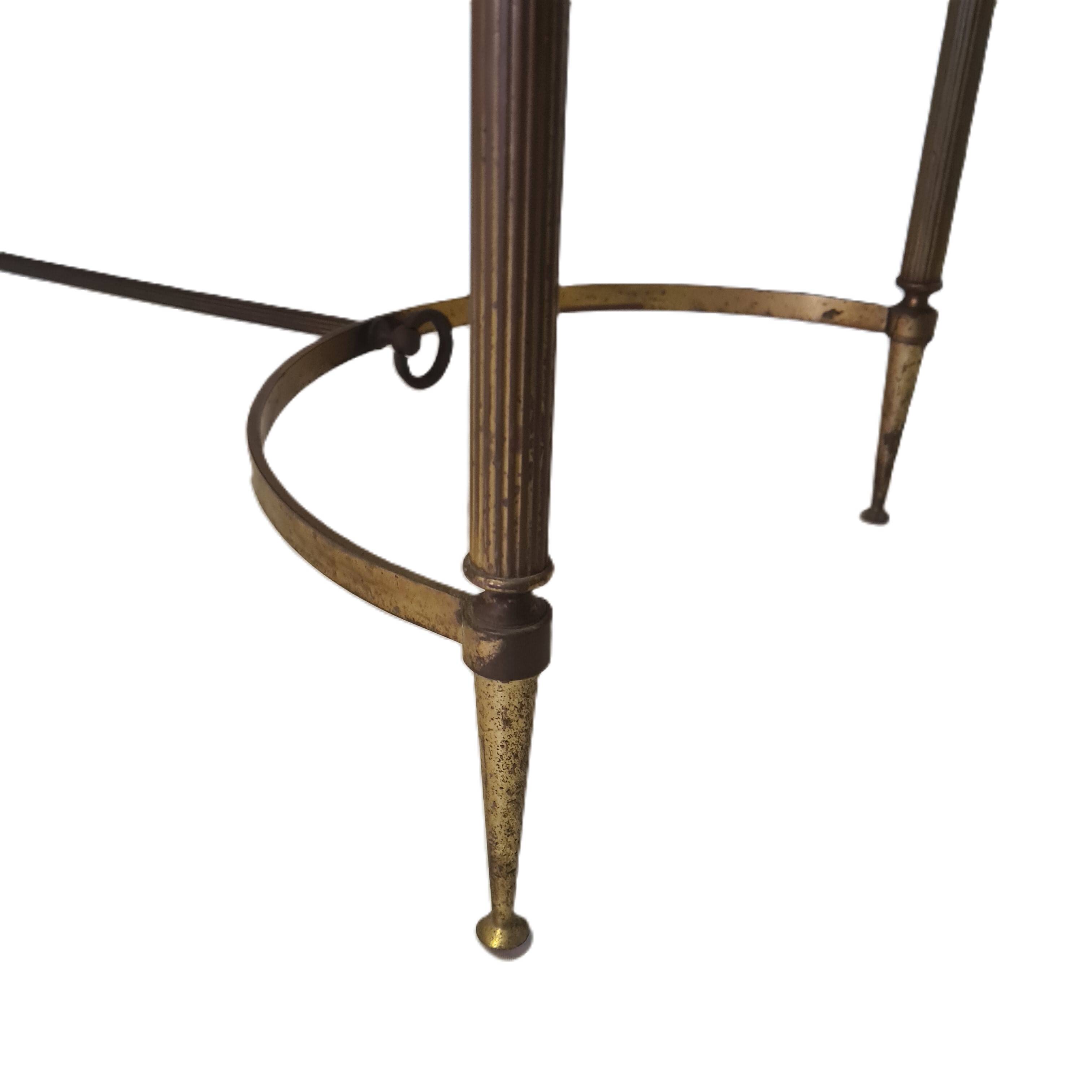 French brass Coffee Table With Smoked Glass Top, 1950s