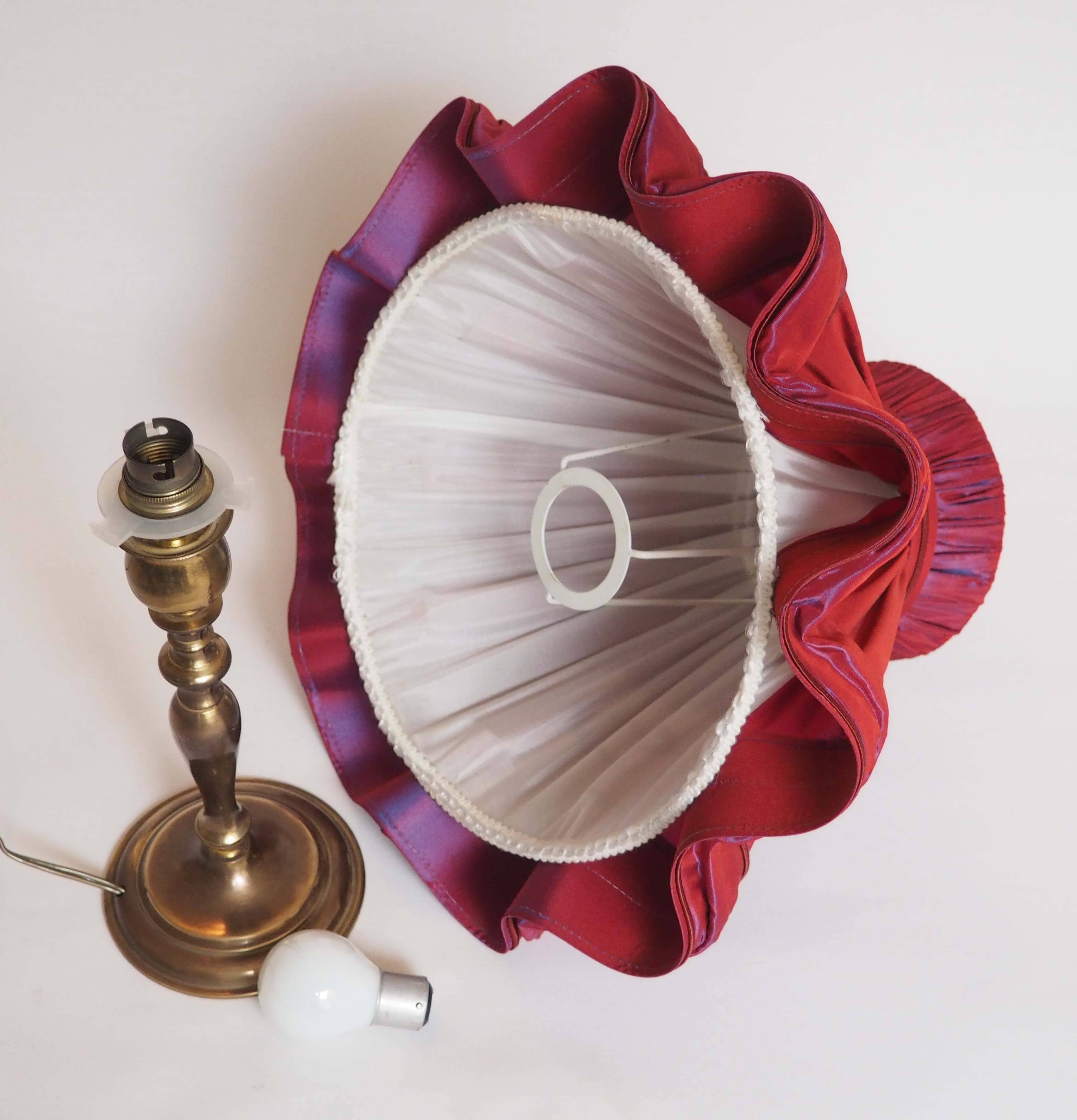 Brass lamp and silk lampshade