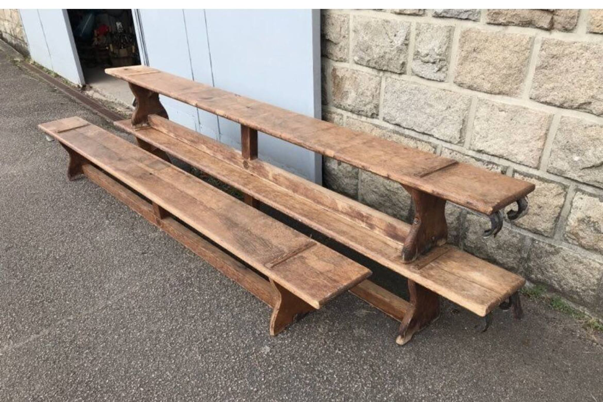 Ancien banc de gym en chêne massif Barbou sports paris