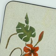 Mid century ceramic and plaster wall tile floral decor leaves and blossoms 1950s wgp