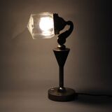 Lampe de bureau Sécession des années 1930, en laiton et verre, Tchécoslovaquie