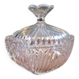 Ribbed glass candy dish with flowers