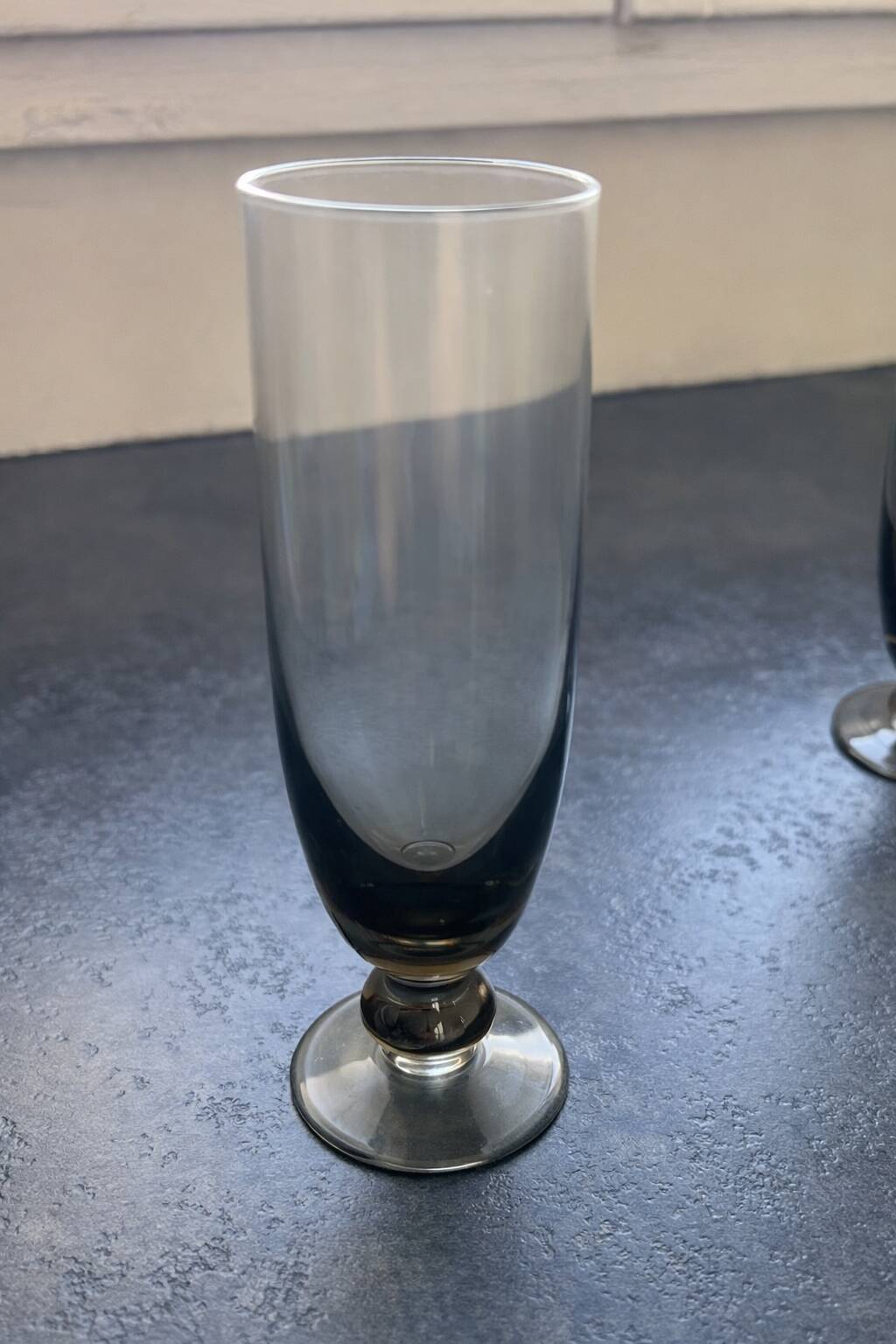 Set of 9 vintage champagne flutes (tinted glass)