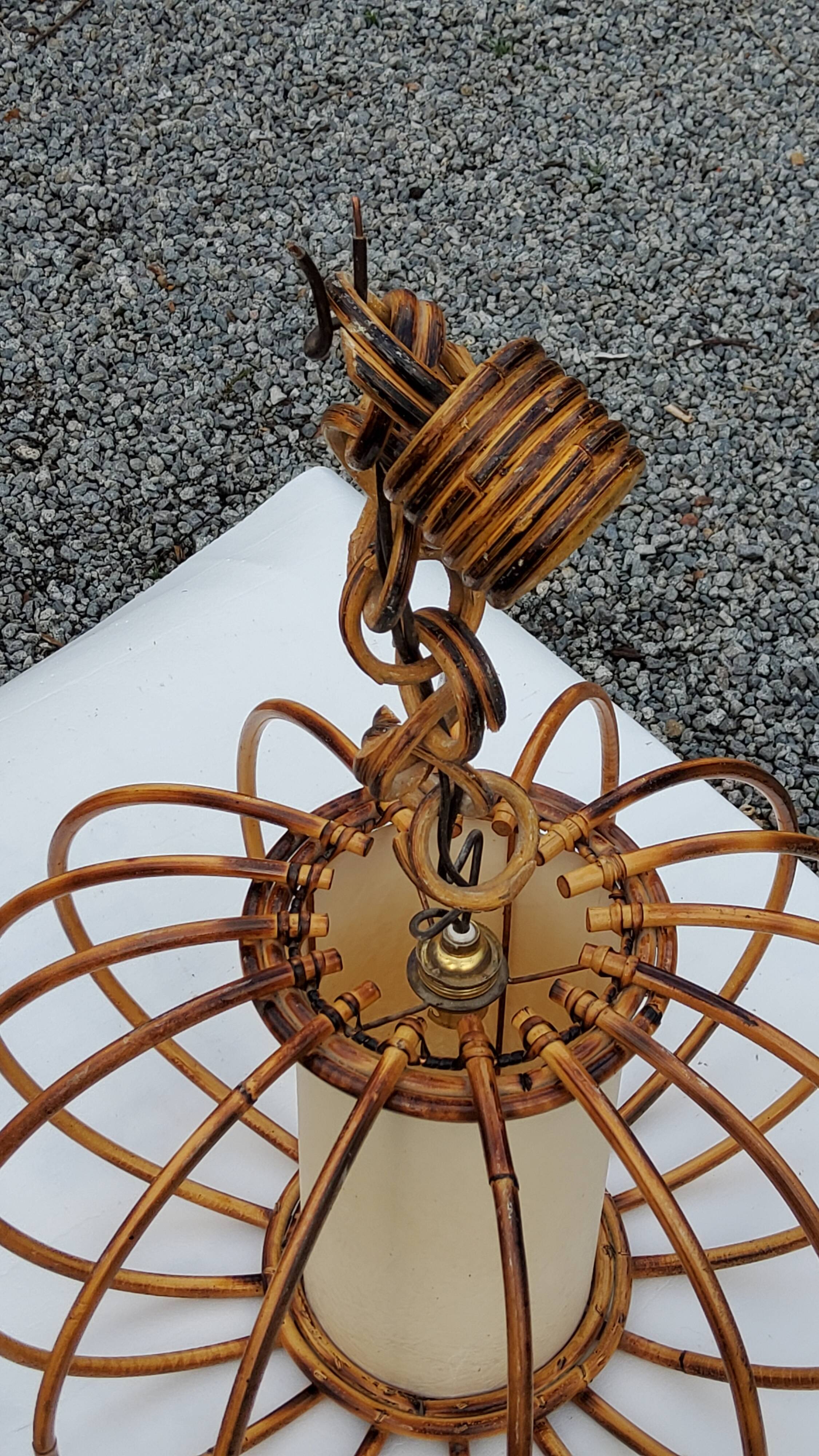 70s rattan pendant light