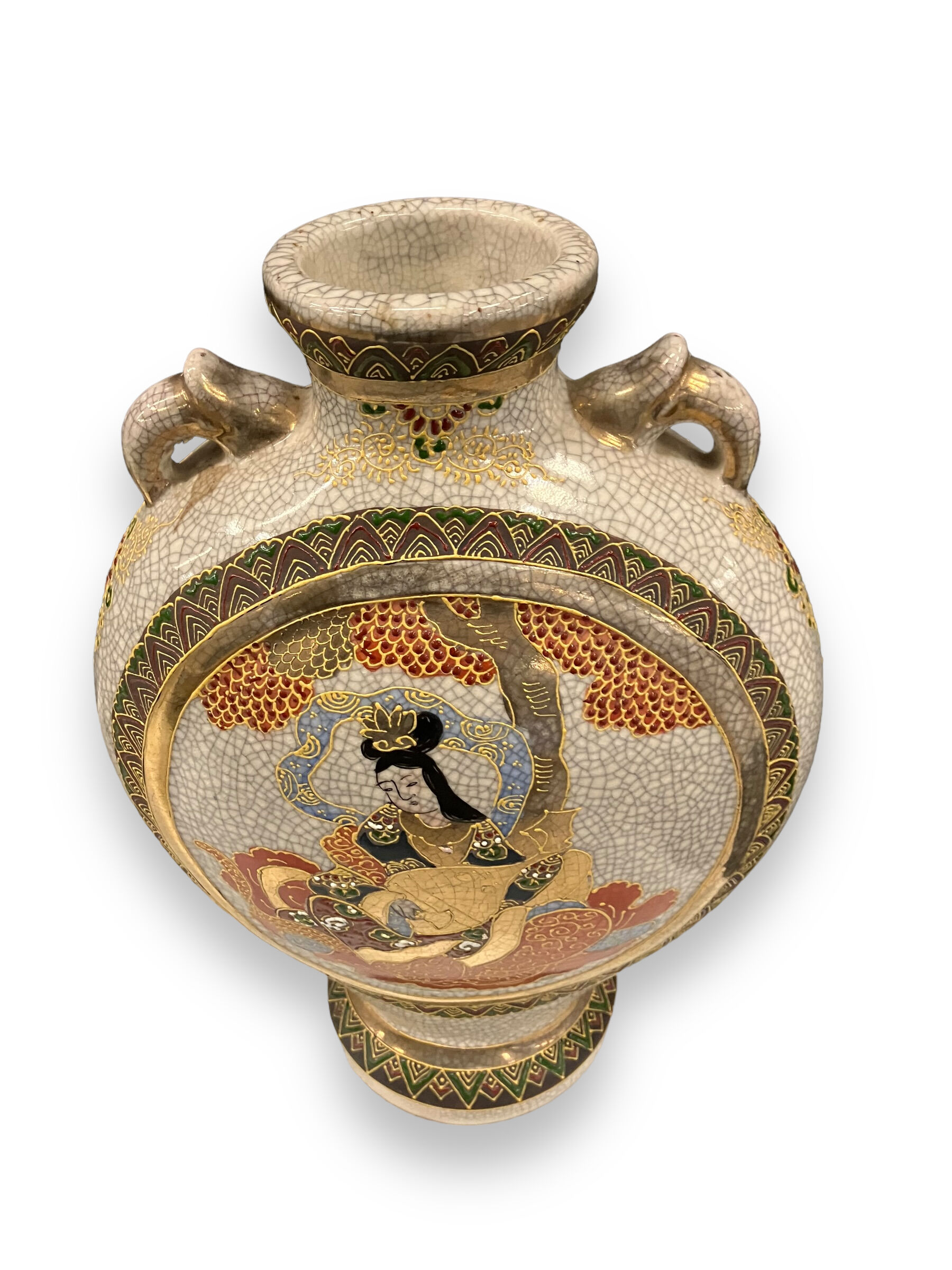 Pair of Japanese earthenware gourd vases from Satsuma