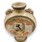 Pair of Japanese earthenware gourd vases from Satsuma