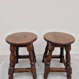 Pair of 19th century solid oak stools