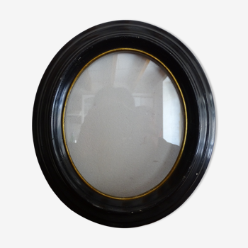 Oval frame Napoleon III blackened wood and blown glass glass glass 24 x 21.5