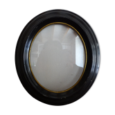 Oval frame Napoleon III blackened wood and blown glass glass glass 24 x 21.5
