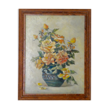 Tableau nature morte, peinture " bouquet " signée C Roy, années 50