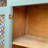 Vintage Parisian wardrobe, blue-green and gray