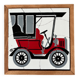 Wooden frame puzzle from the 60s/70s depicting a vintage car.