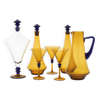 Vintage Seven-Piece Glassware Set, 1970s