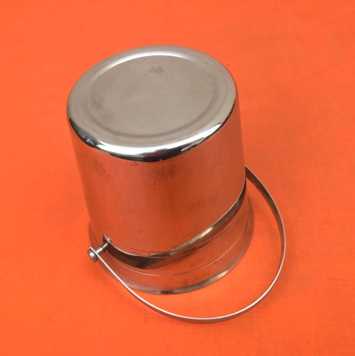 1960s Guy Degrenne Ice Bucket with Handle 18/10 Stainless Steel