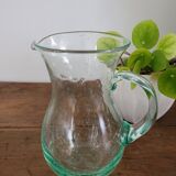 pitcher in green bubbled glass