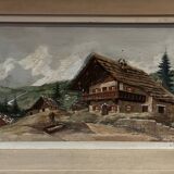 Alpine Table from the 1950s, carved and painted wood, signed by Francois Raugel - 4