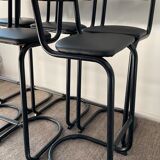 Series of 6 tubular and leatherette stools, 70s- 80s