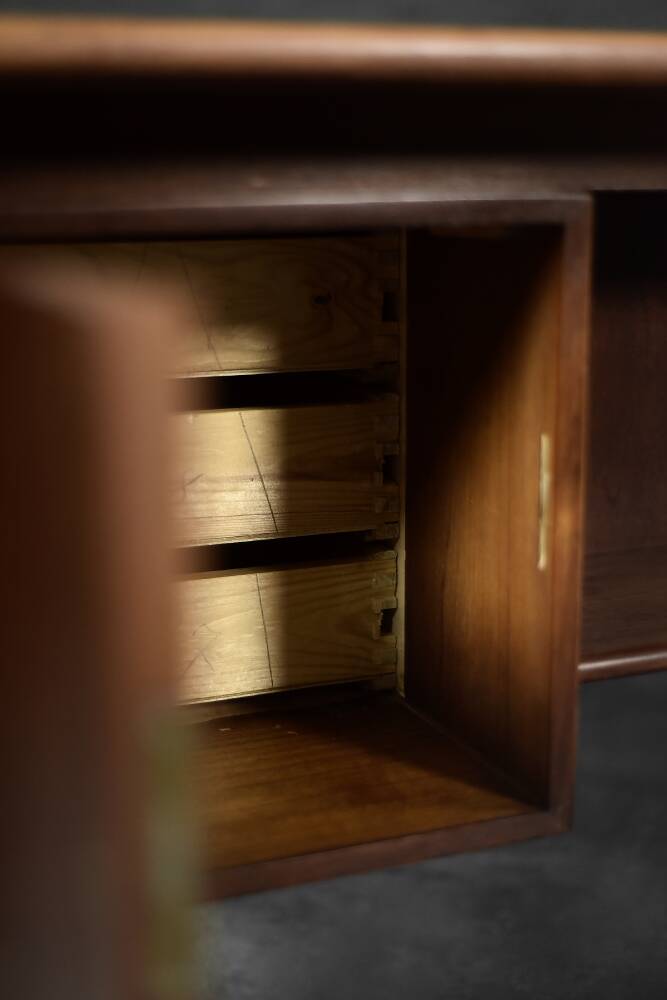 Mid-Century Danish Scandinavian Modern Teak Bilateral Desk with Drawers, 1960s