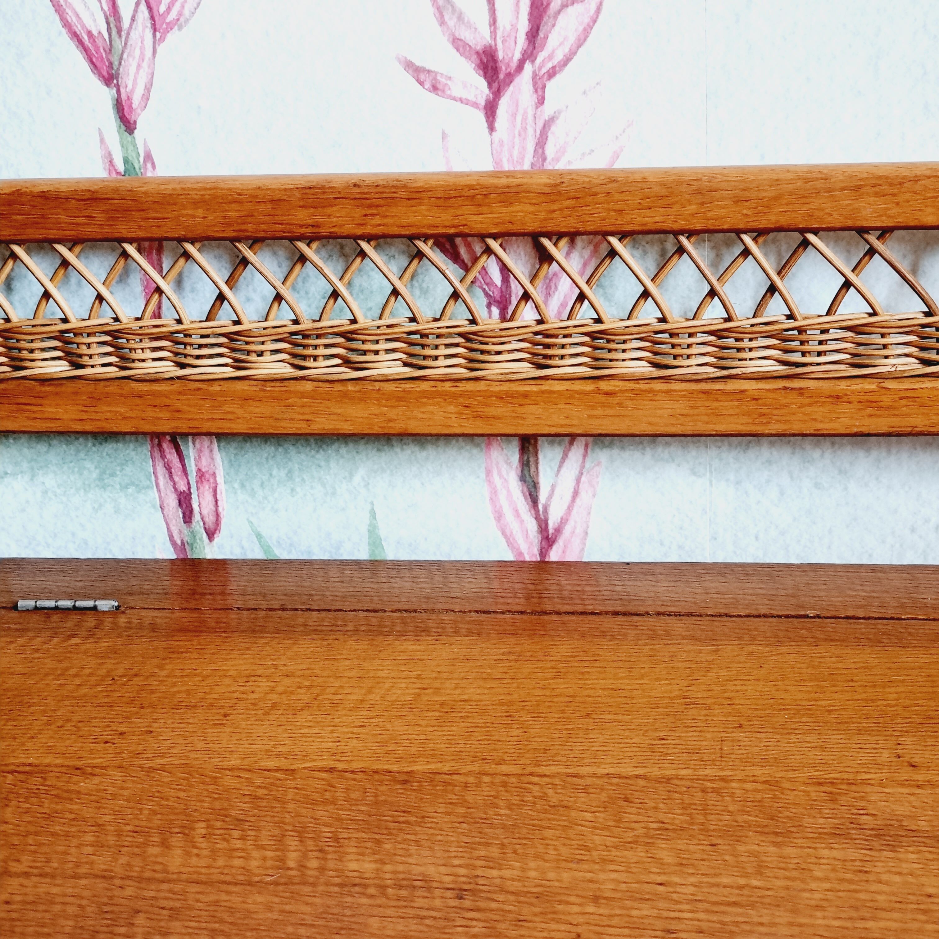 Bench chest veneer oak and rattan