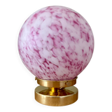 Vintage pink and white glass globe table lamp