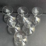 6 light crystal champagne glasses with twisted leg, early 20th century