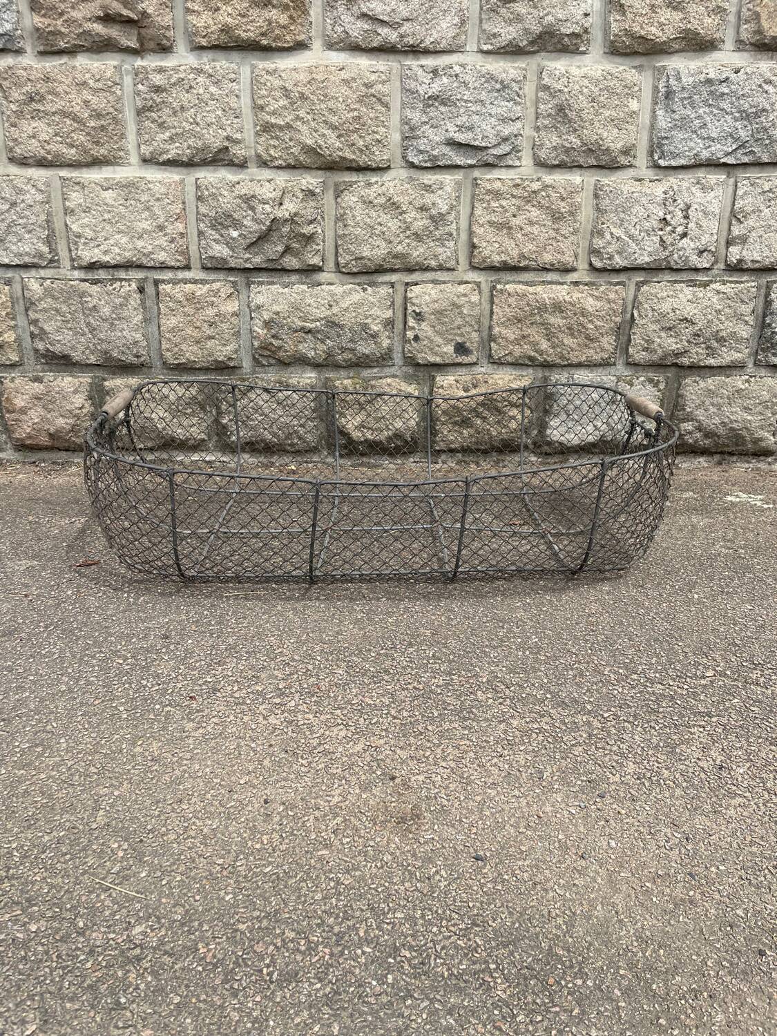 Large vintage metal mesh harvest basket