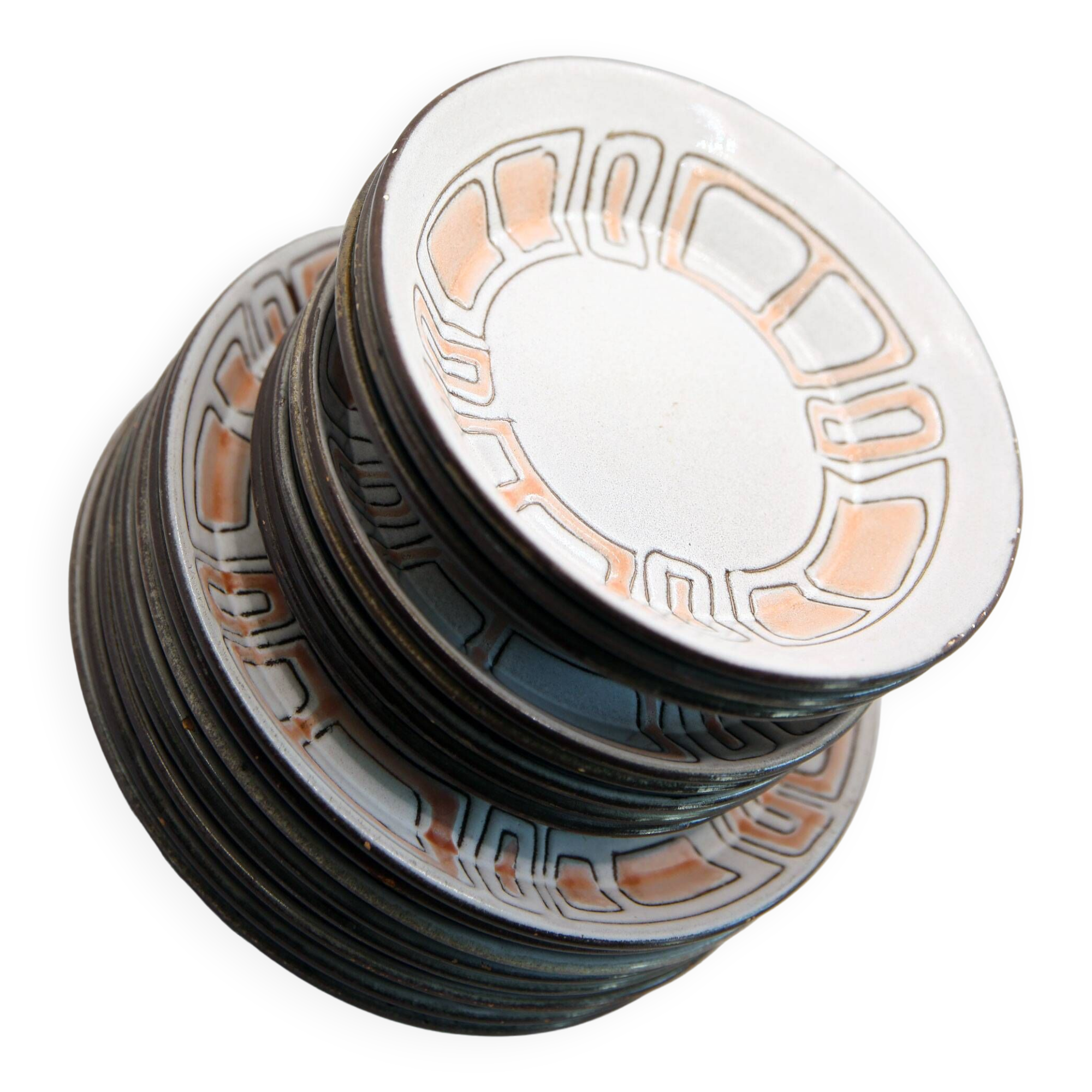 Set of 8 plates, 5 desserts and 3 hollow collection Maille de Niderviller