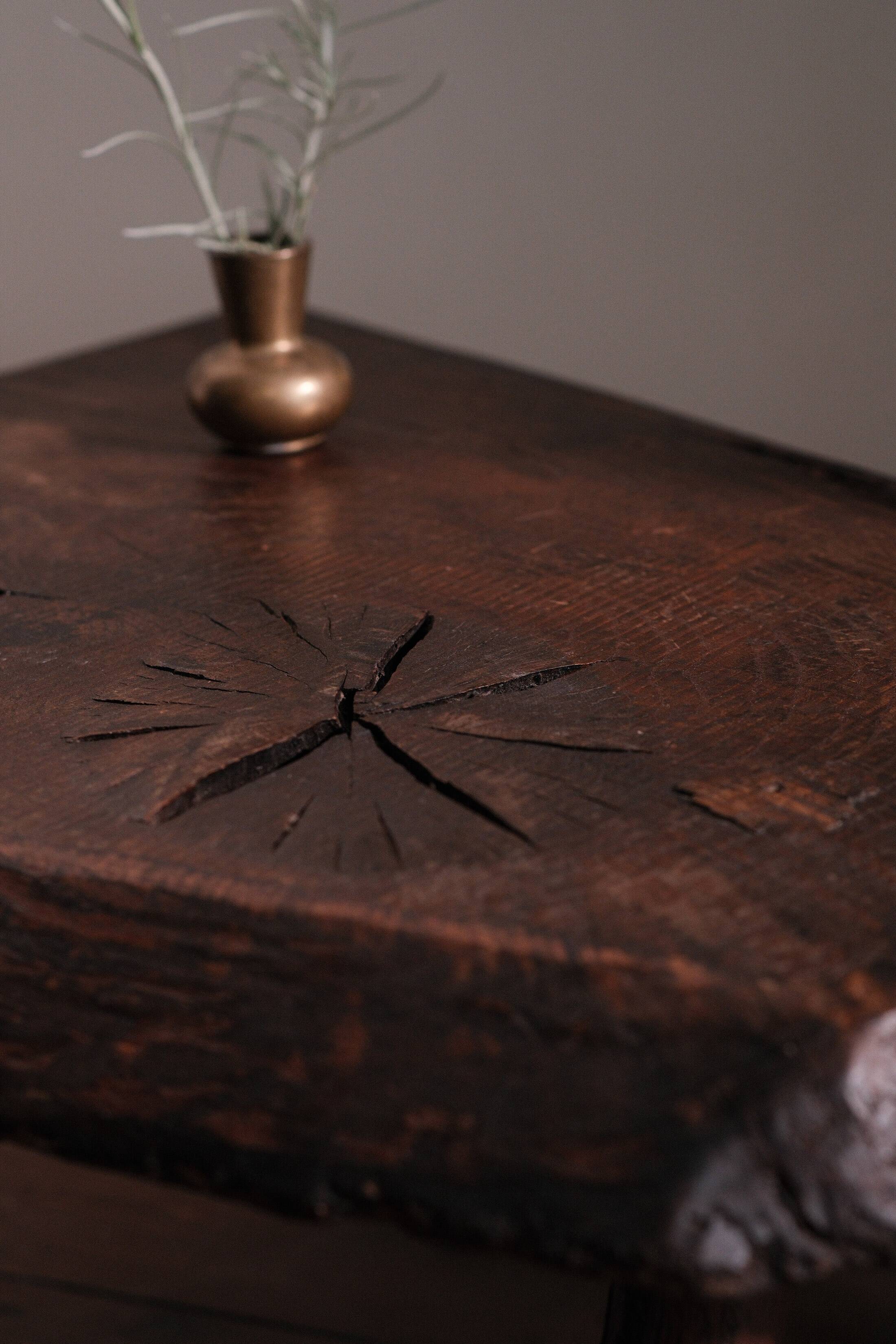Coffee table in solid wood with organic shape