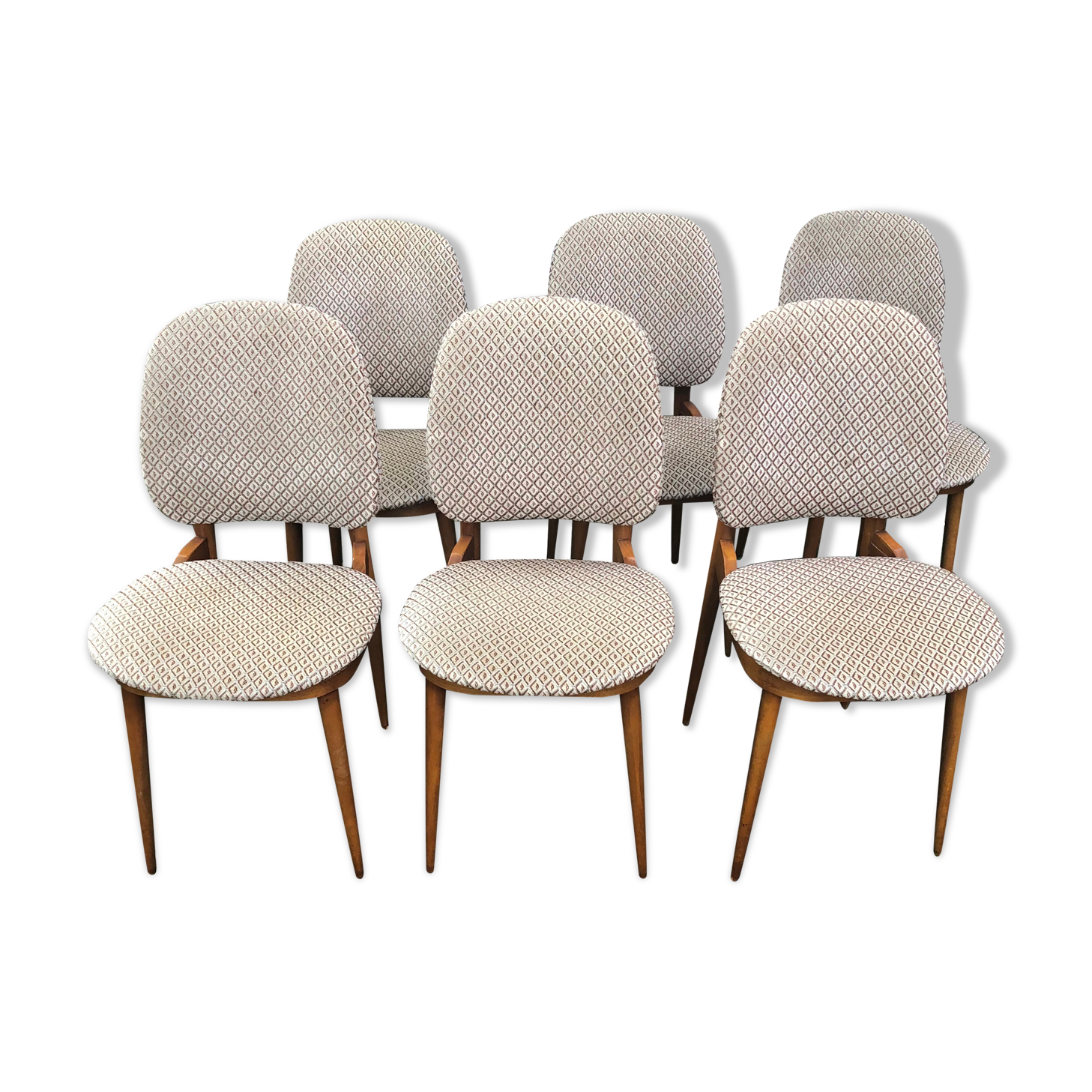Wooden and velvet chairs 60s