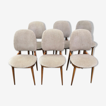 Wooden and velvet chairs 60s