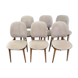 Wooden and velvet chairs 60s