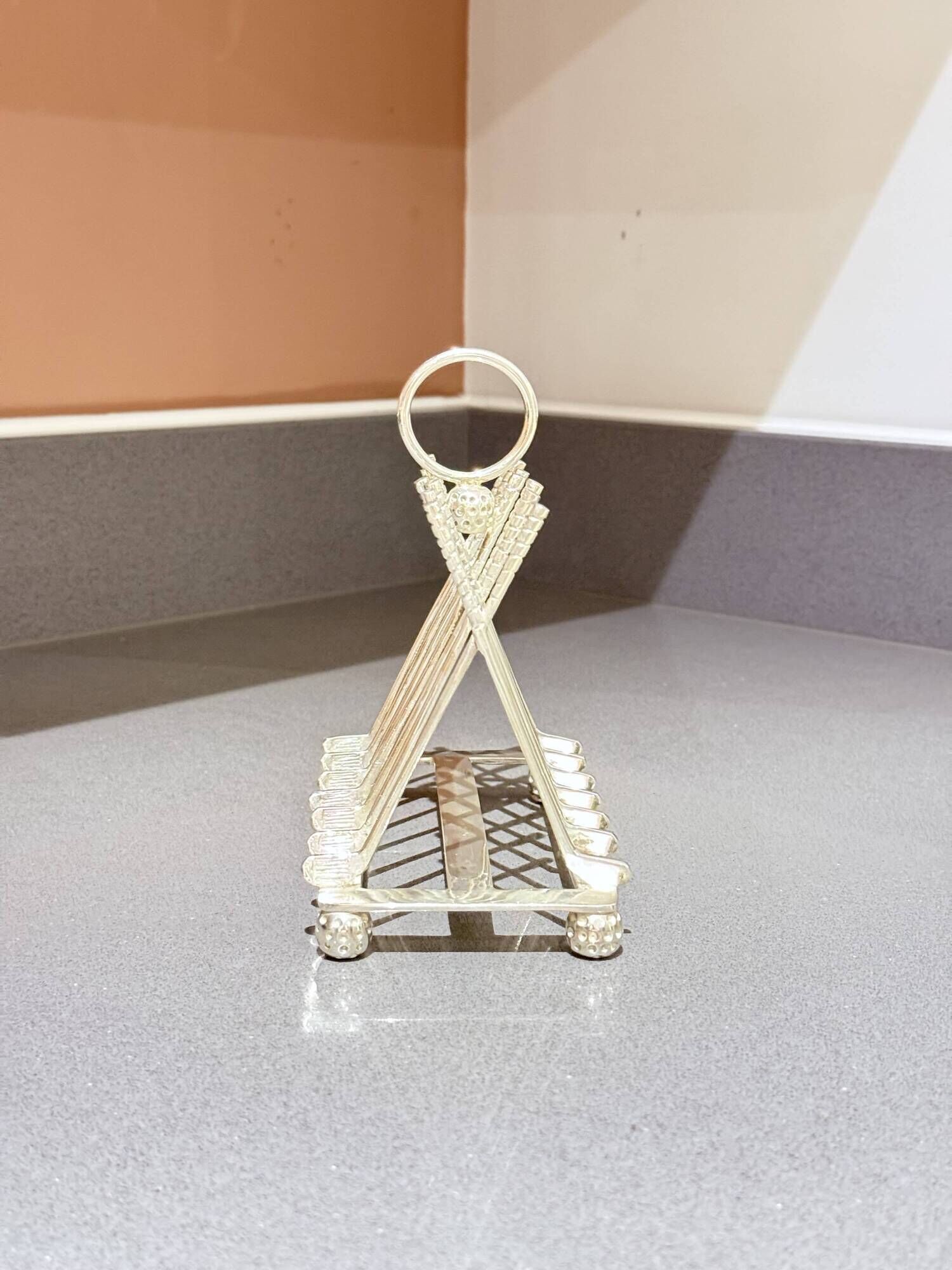 Art Deco Silver Plated Golf Ball and Club Toast Rack – Vintage Luxury Tableware