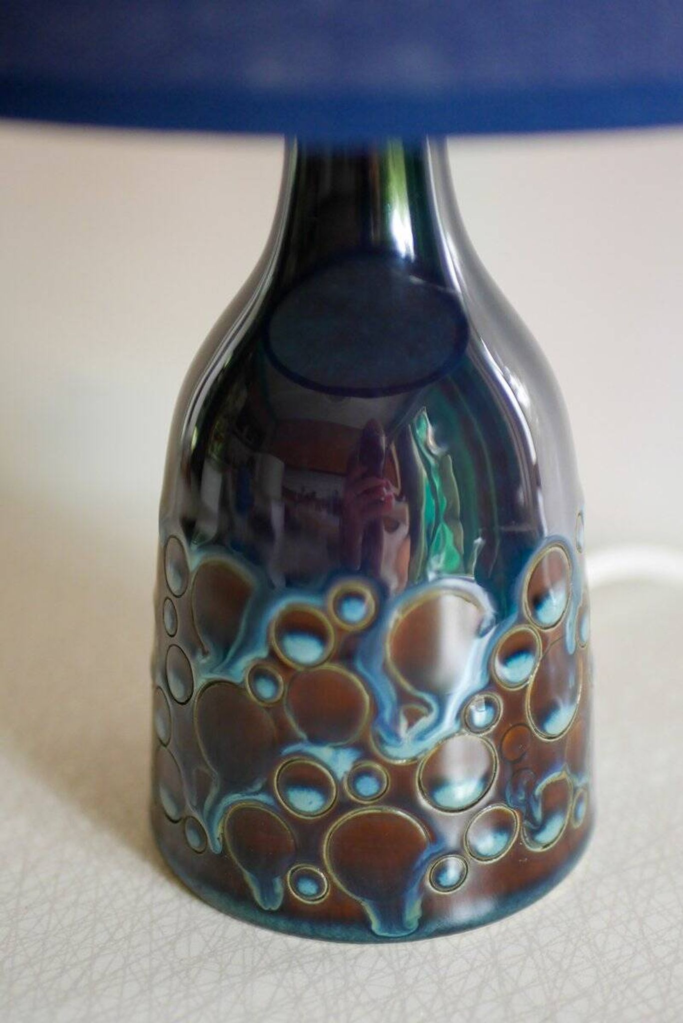 Mid-century modern pottery table lamp with candy glazing from Söholm, Denmark, 1960s