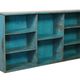 Old Burmese teak workshop shelf original blue patina