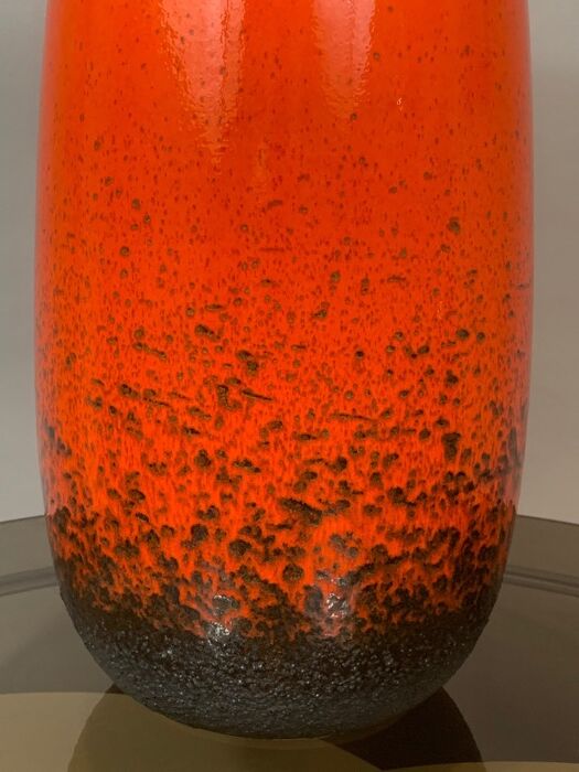 West German Fat Lava Scheurich Keramik orange and brown vase 1970s