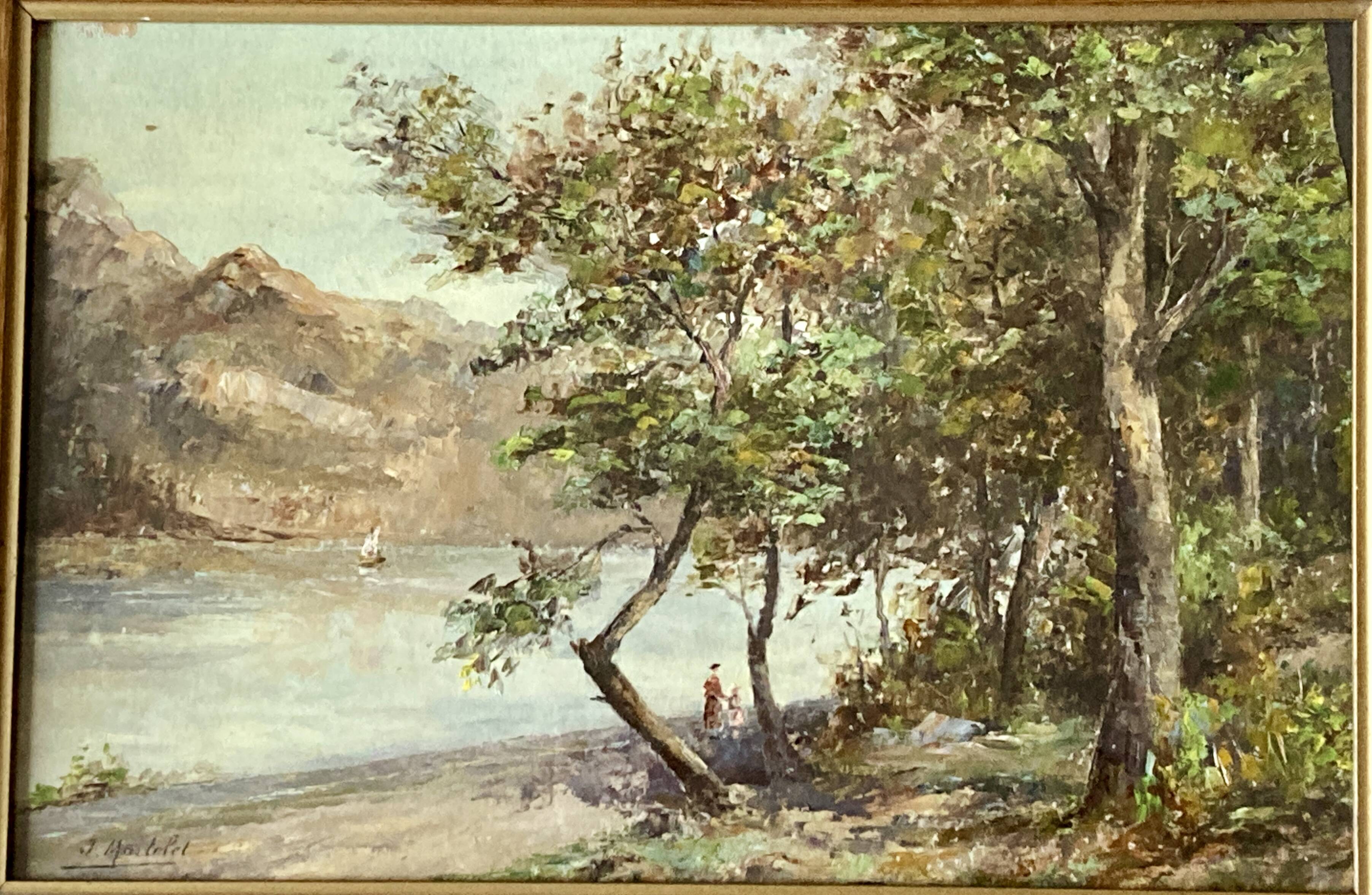 Tableau - Animated scene of Lake Bourget - Chatillon - Post-impressionism