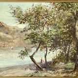 Tableau - Animated scene of Lake Bourget - Chatillon - Post-impressionism