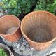 Pair of braided bamboo pot cover / vintage 60s-70s