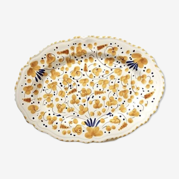 Oval dish 35cm ocher flowers