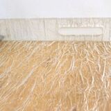 Large plateau 1970s in crumpled/frosted plexiglass & chrome strips