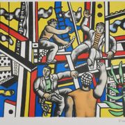 Fernand leger : les constructeurs au palmier, lithographie signée