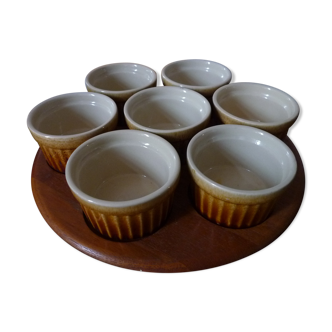 Scandinavian aperitif tray turning in teak and sandstone