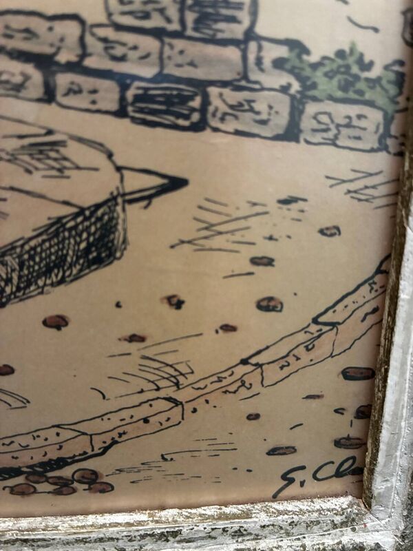 Tableau Saint Paul de Vence, la vieille fontaine, XXe