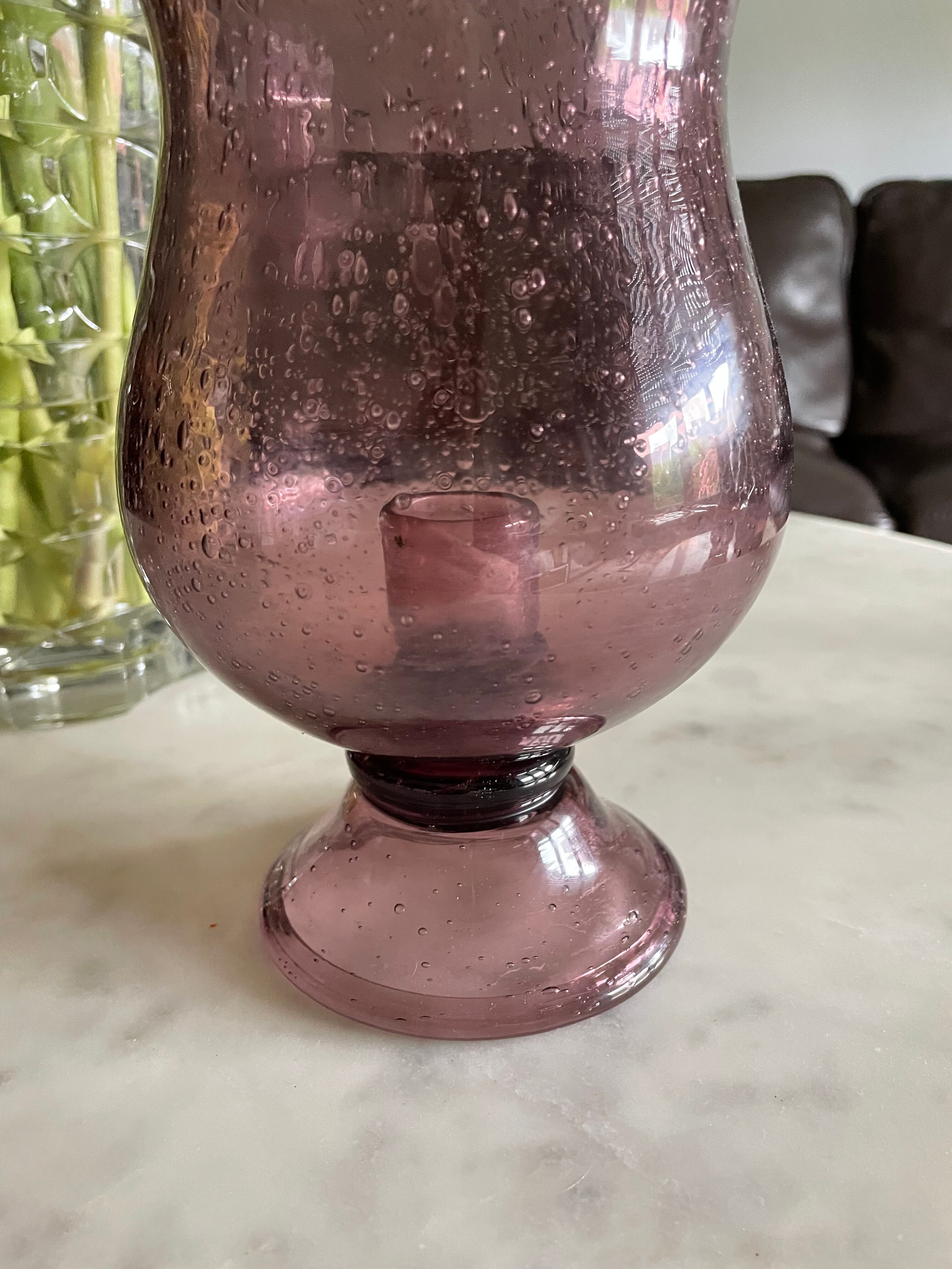 Pink glass photophore by Biot