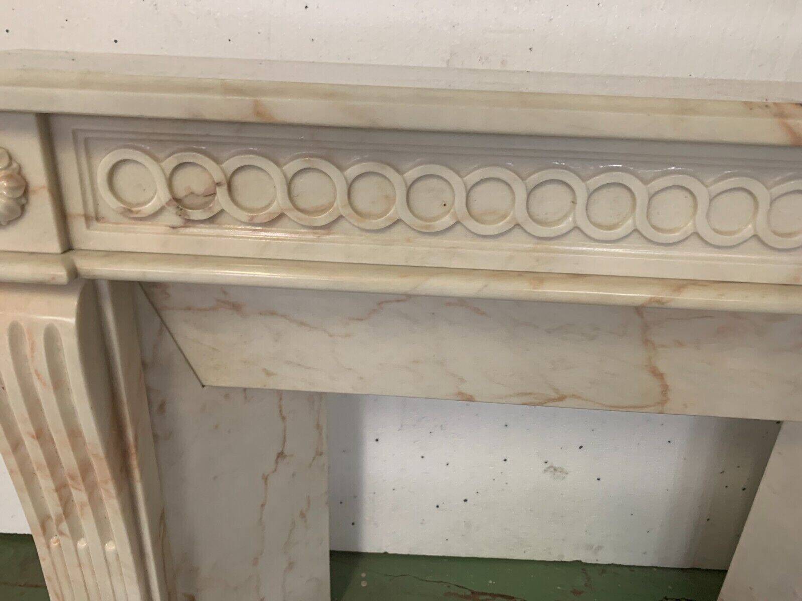 Louis XVI Style Fireplace In Pink Veined Marble XX Century