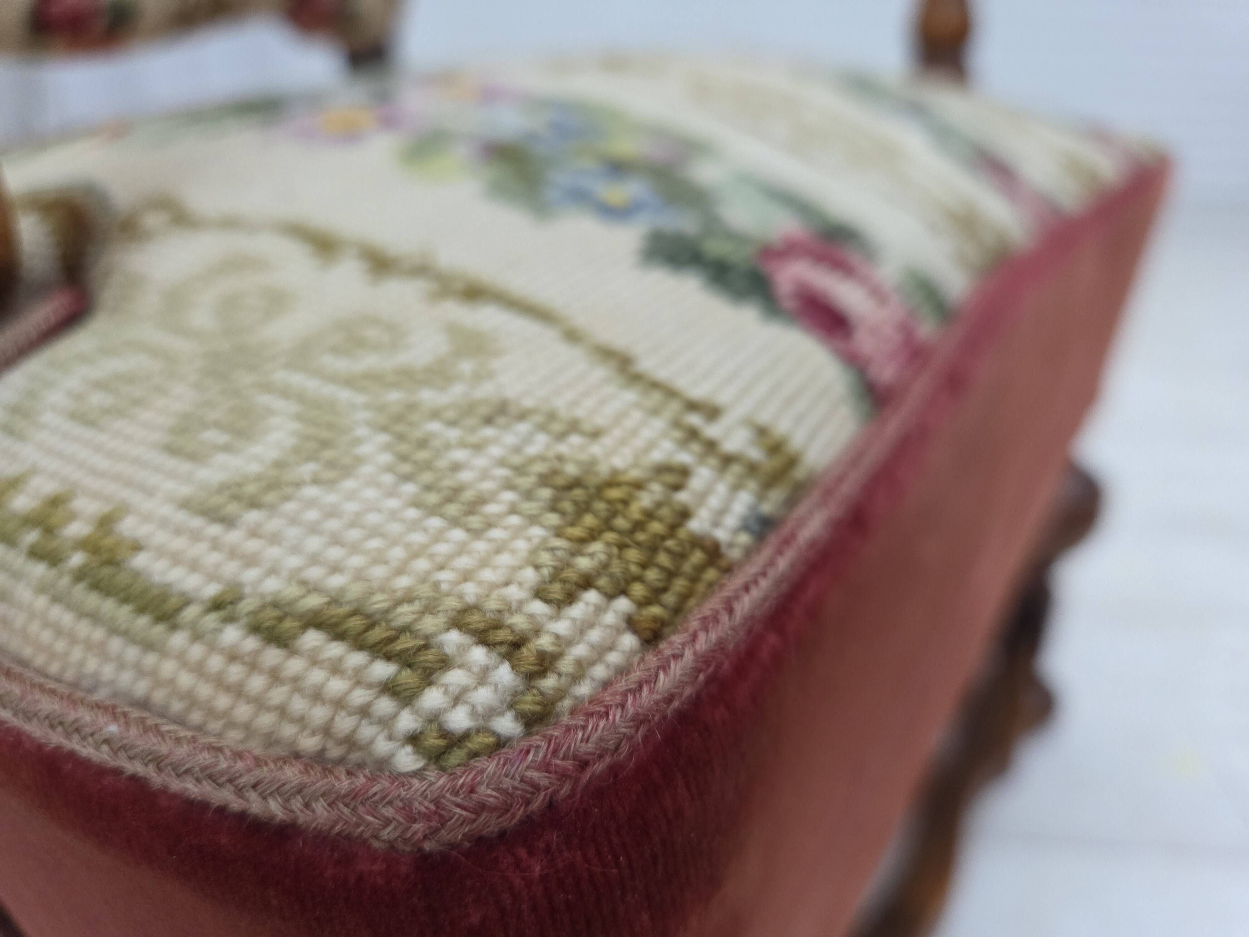 1950s, Danish wingback armchair, wool fabric, red furniture velour.